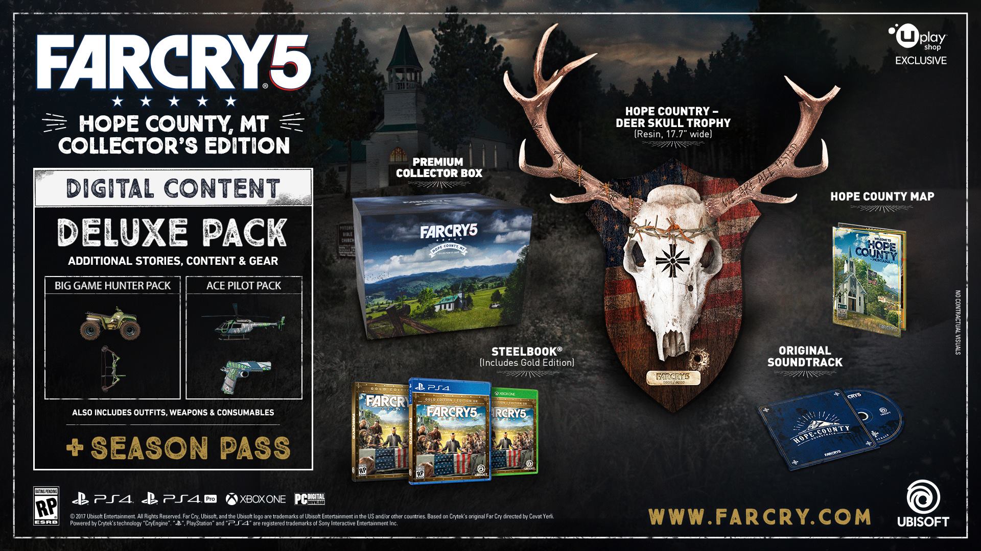 Die begehrte Far Cry 5 - Hope County MT Collectors Edition erschien am 27.03.2018. Unboxing der auf 6000 Stück limitierten Sammleredition auf dem Blog ✓